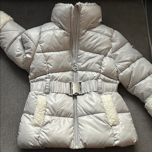 MICHAEL Michael Kors Silver Puffer Jacket - Picture 1 of 8